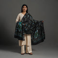 Black - cotton hand batik dupatta 33 - handcrafted