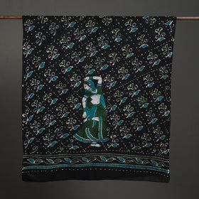 Black - cotton hand batik dupatta 33 - handcrafted