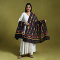 Black - cotton hand batik dupatta 36 - handcrafted