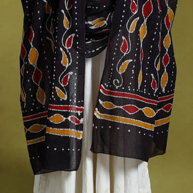 Black - cotton hand batik dupatta 36 - handcrafted