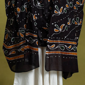  Black Cotton Hand Batik Print Dupatta