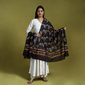  Black Cotton Hand Batik Print Dupatta