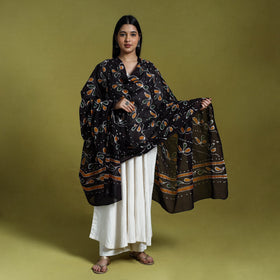  Black Cotton Hand Batik Print Dupatta
