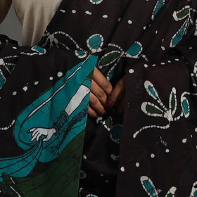   Black Cotton Hand Batik Print Dupatta