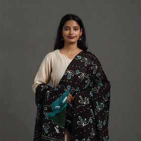   Black Cotton Hand Batik Print Dupatta