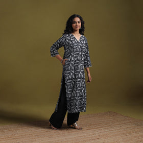 Cotton hand batik embroidered straight kurta for women 17