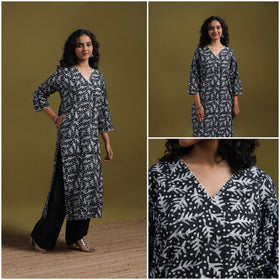 Cotton hand batik embroidered straight kurta for women 17