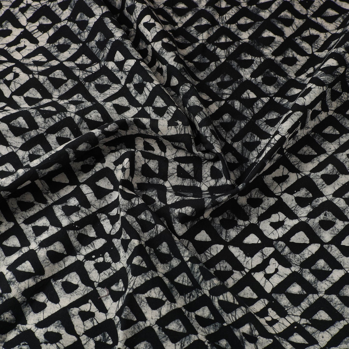 Black Cotton Hand Batik Print Fabric