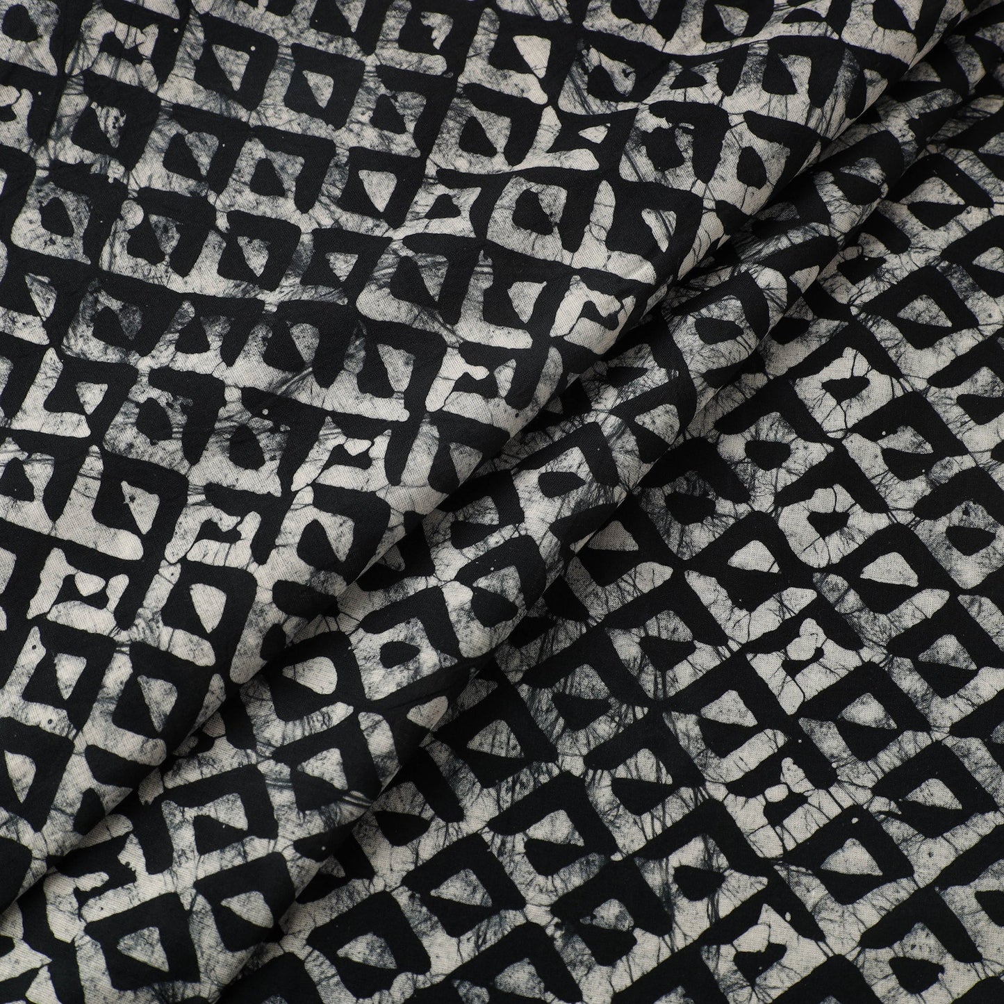 Black Cotton Hand Batik Print Fabric