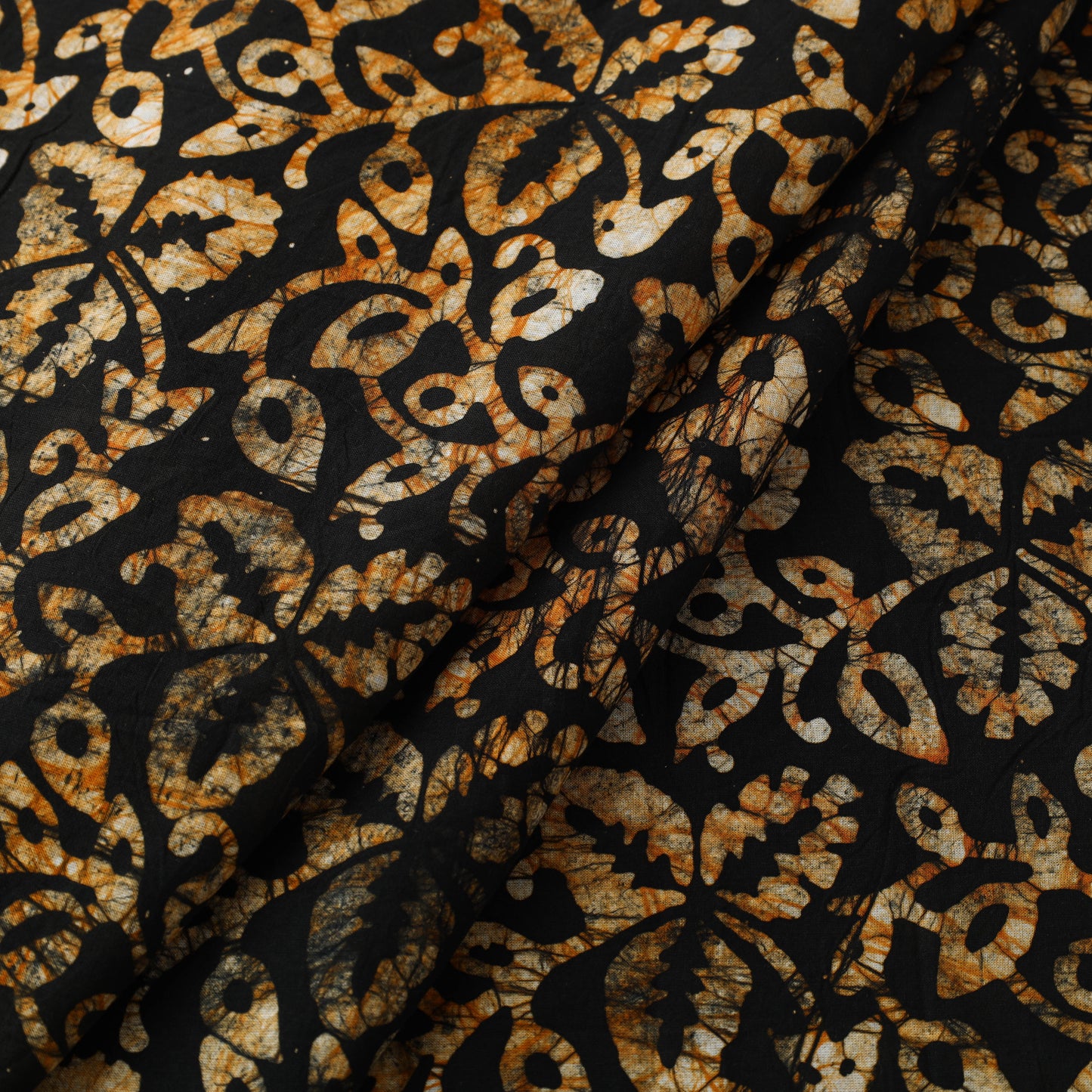  Cotton Black Hand Batik Print Fabric