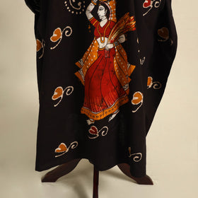 Black - cotton hand batik kaftan with tie-up waist (long)