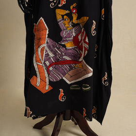 Black - cotton hand batik kaftan with tie-up waist (long)