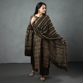 Buy Black Cotton Hand Batik Print Kurta Set