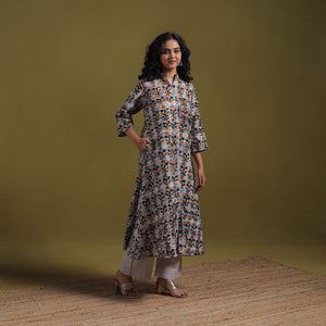 Cotton hand batik a-line kurta for women 13 - handcrafted
