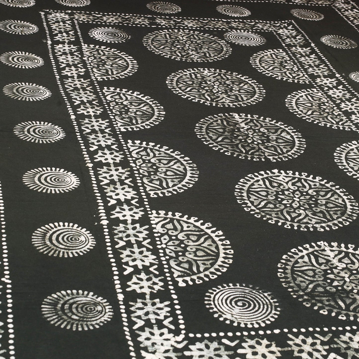  Black Hand Batik Print Bed Sheet 