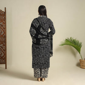  Black Cotton Hand Batik Print Suit Set