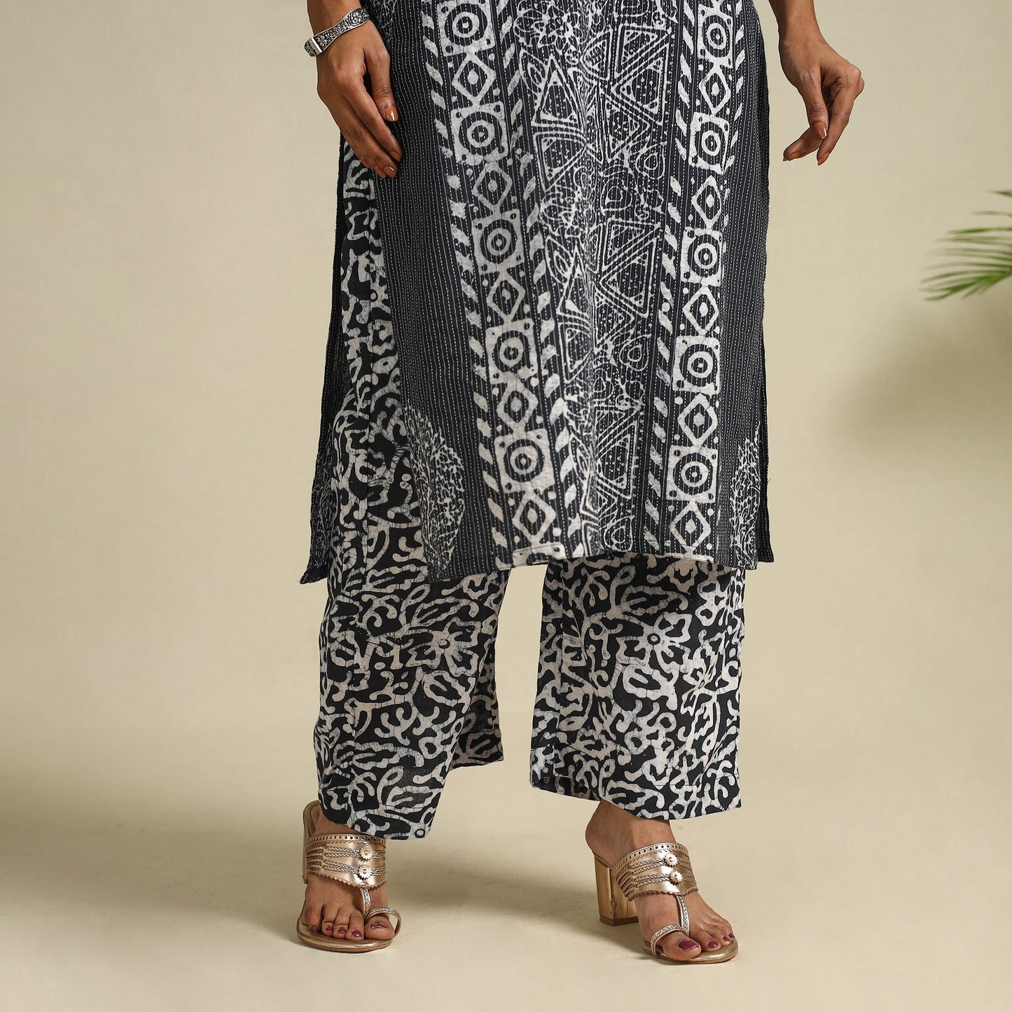 Buy Black Cotton Hand Batik Print Suit Set