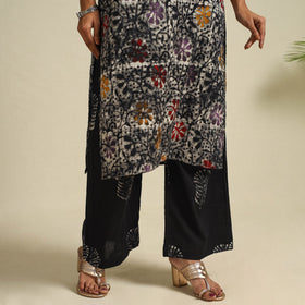  Black Cotton Hand Batik Print Suit Set