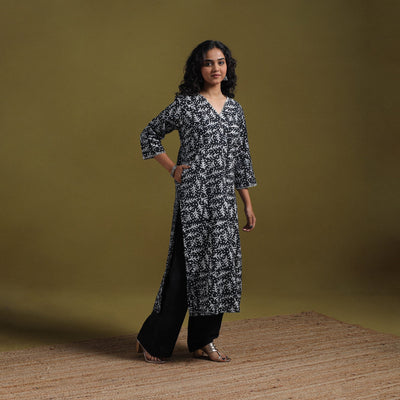 Cotton hand batik embroidered straight kurta for women 17