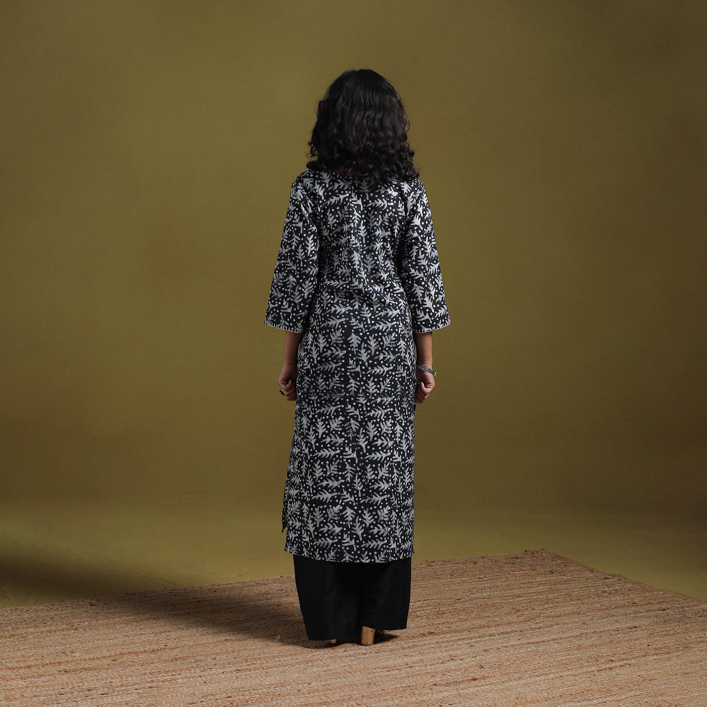 Cotton hand batik embroidered straight kurta for women 17