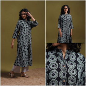 Cotton hand batik a-line kurta for women 11 - handcrafted