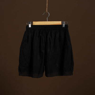 Buy Black Cotton Hand Embroidery Chikankari Short