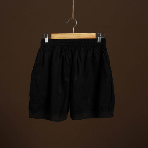 Buy Black Cotton Hand Embroidery Chikankari Short