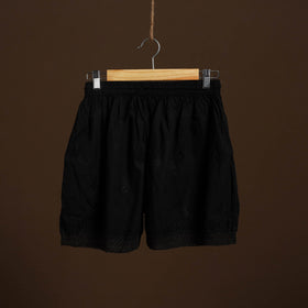 Buy Black Cotton Hand Embroidery Chikankari Short