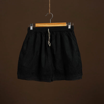 Buy Black Cotton Hand Embroidery Chikankari Short