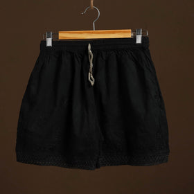 Buy Black Cotton Hand Embroidery Chikankari Short