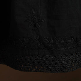  Black Cotton Hand Embroidery Chikankari Short