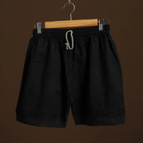  Black Cotton Hand Embroidery Chikankari Short