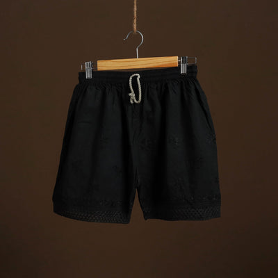  Black Cotton Hand Embroidery Chikankari Short