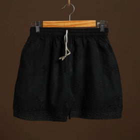 Buy Black Cotton Hand Embroidery Chikankari Short