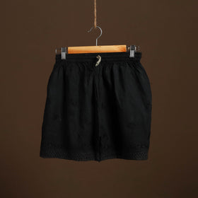 Buy Black Cotton Hand Embroidery Chikankari Short