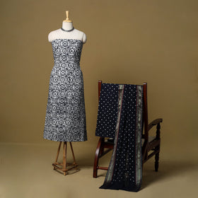 Pink - cotton hand kutch batik 3pc unstitched dress