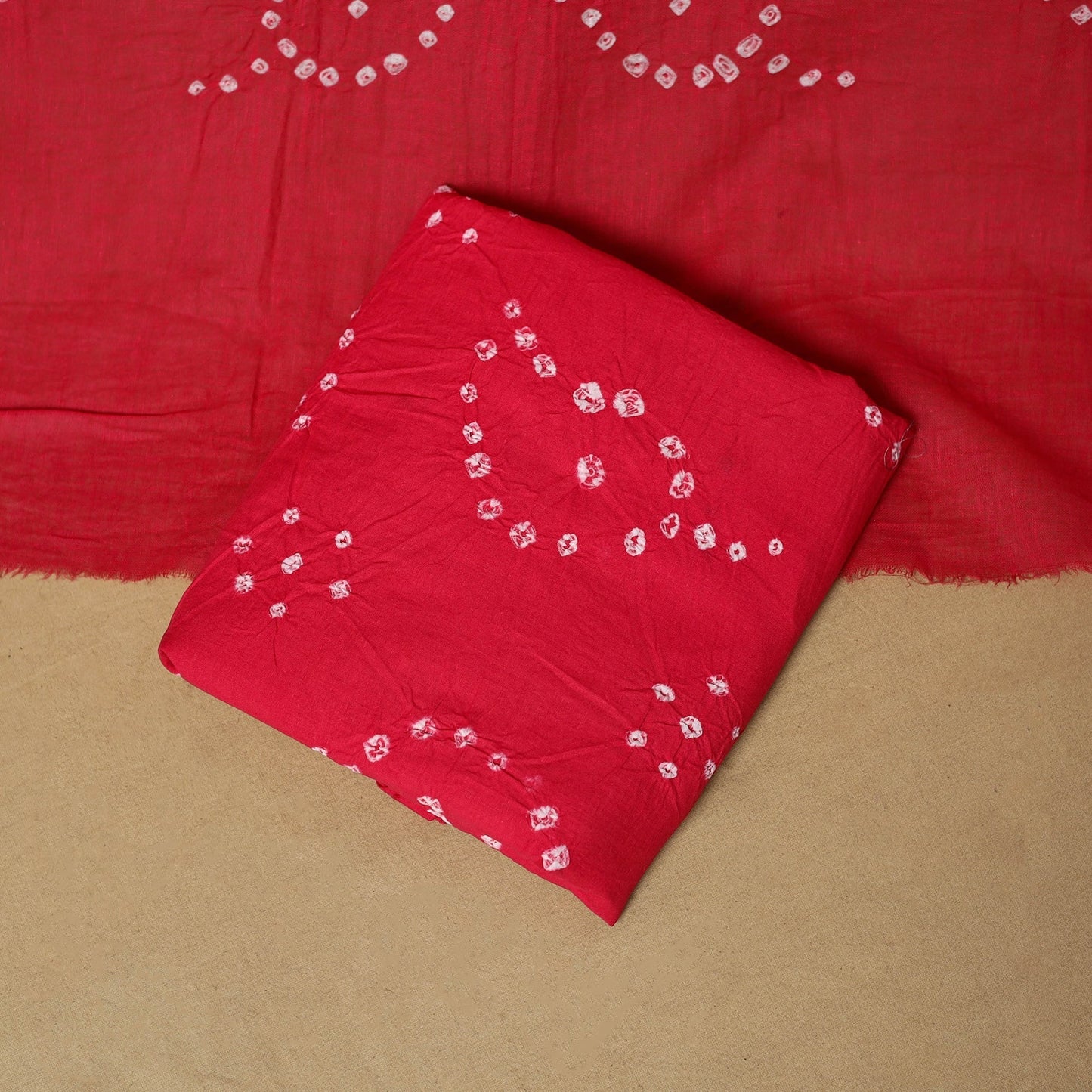 Pink - cotton hand kutch batik 3pc unstitched dress