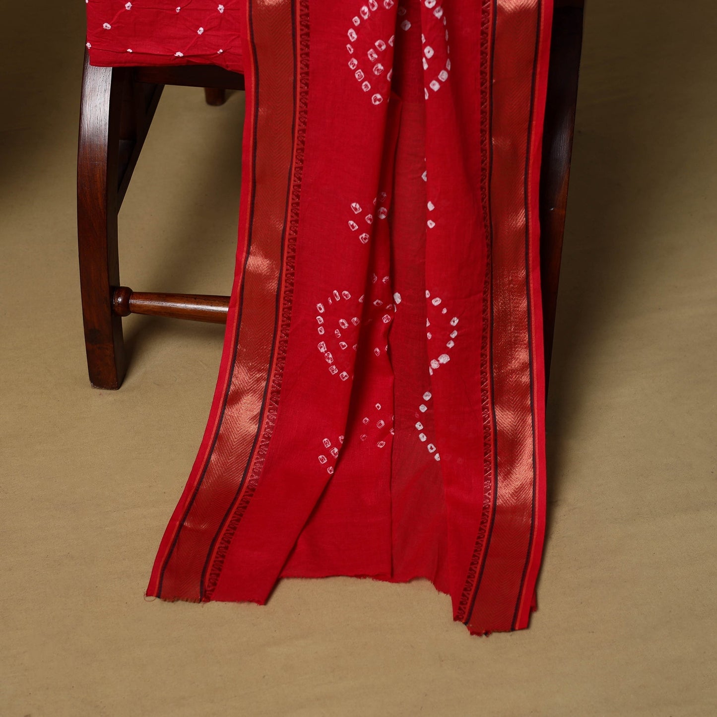 Pink - cotton hand kutch batik 3pc unstitched dress