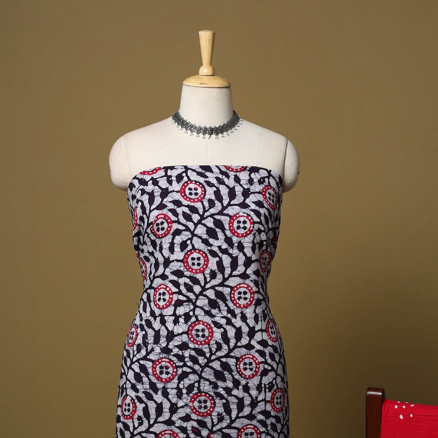 Pink - cotton hand kutch batik 3pc unstitched dress