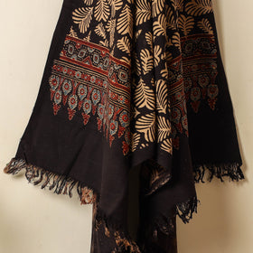 Black Block Print Cotton Ajrakh Handloom Towel