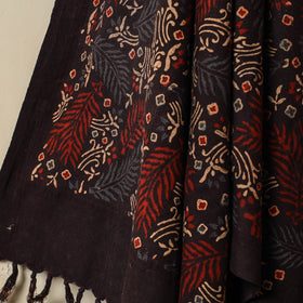 Black Block Print Cotton Ajrakh Handloom Towel