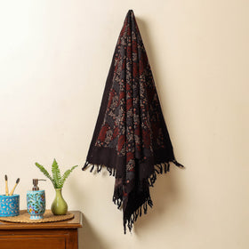 Black Block Print Cotton Ajrakh Handloom Towel