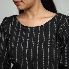 Buy Black Cotton Jacquard Crop Top