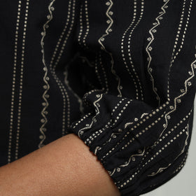 Buy Black Cotton Jacquard Crop Top