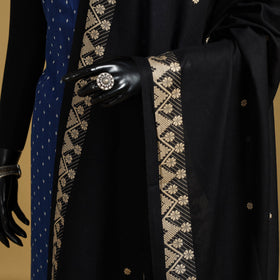 Black - cotton jacquard dupatta with thread border 19