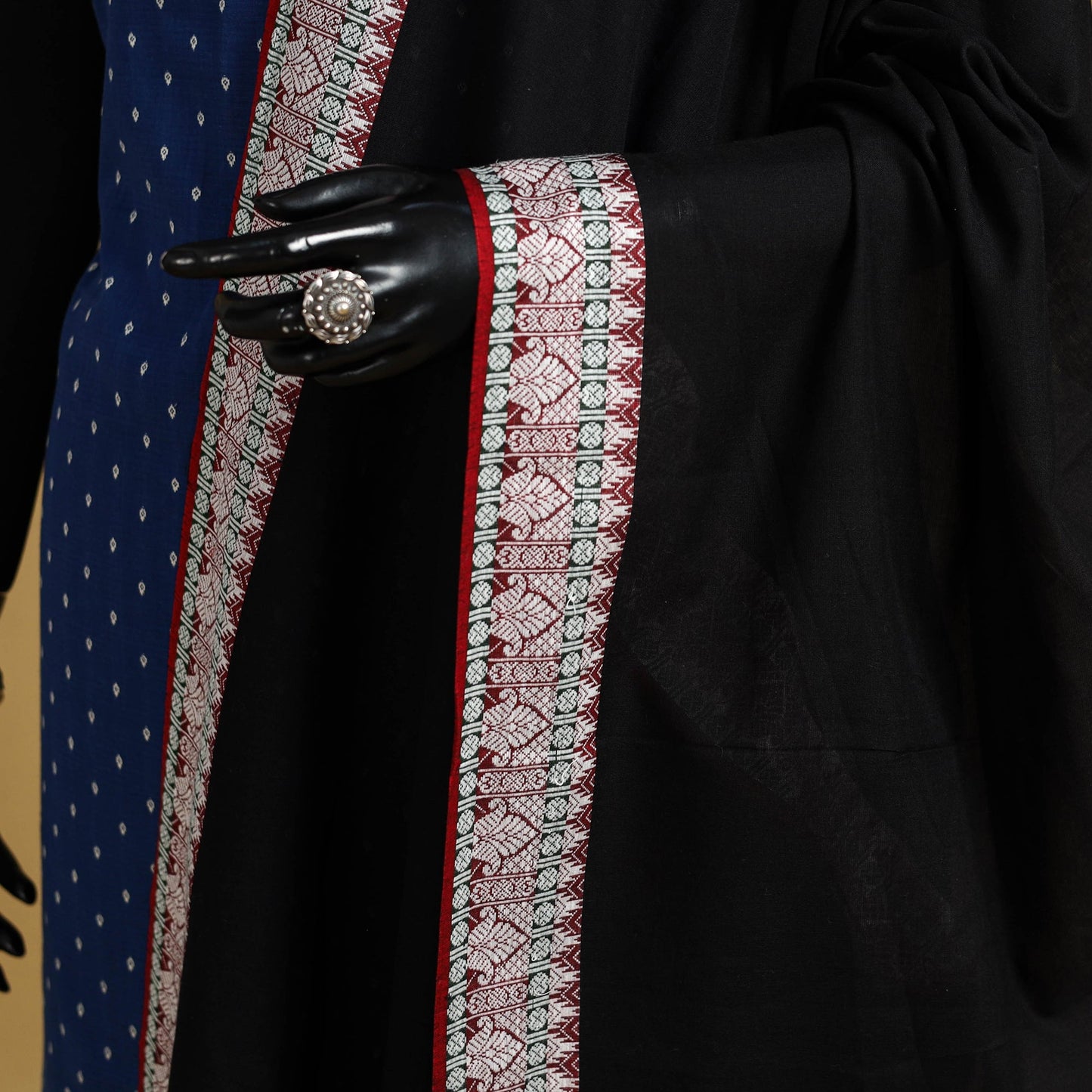 Black - cotton jacquard dupatta with thread border 25