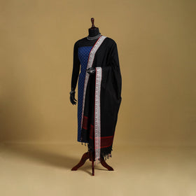 Black - cotton jacquard dupatta with thread border 25