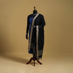 Black - cotton jacquard dupatta with thread border 30