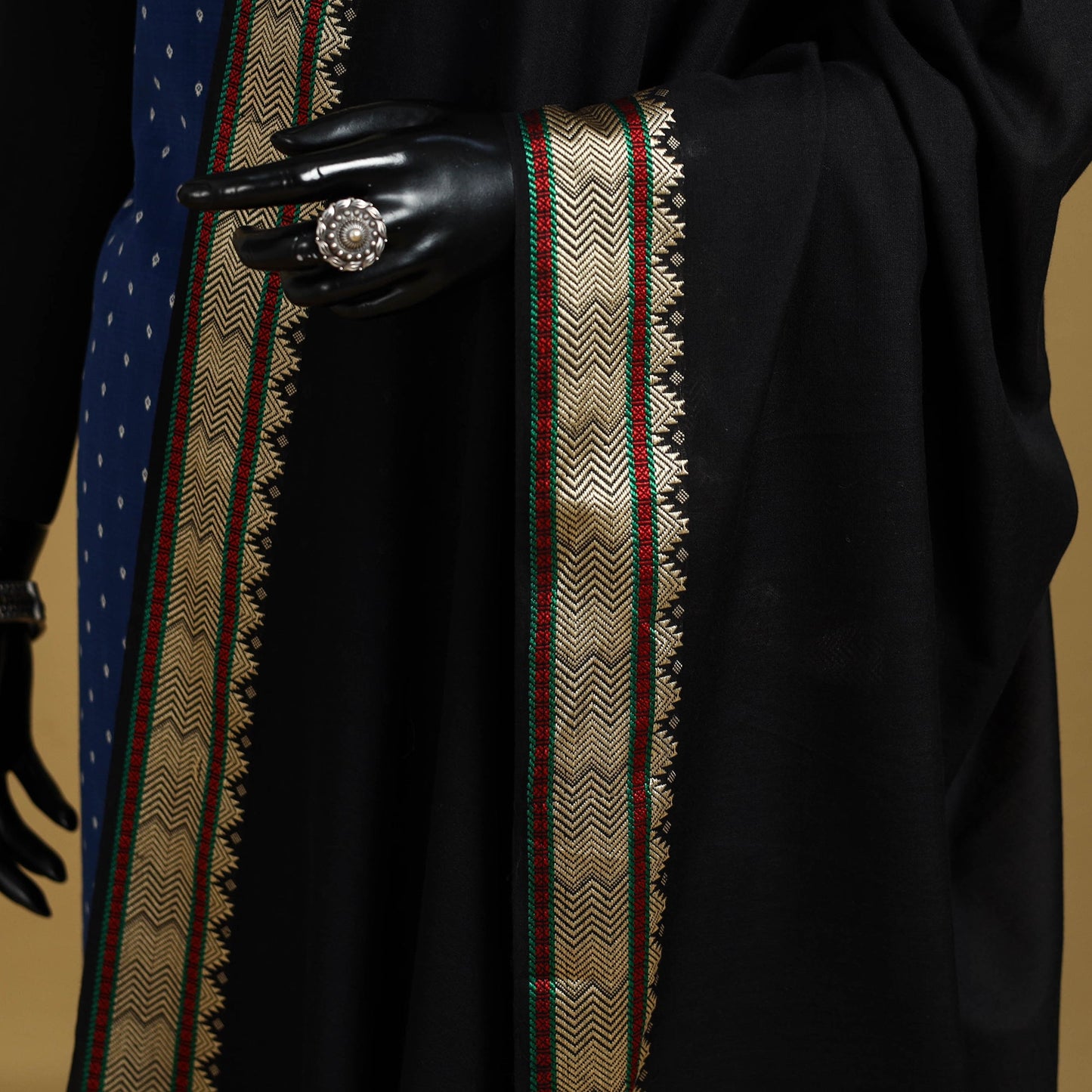 Black - cotton jacquard dupatta with thread border 30