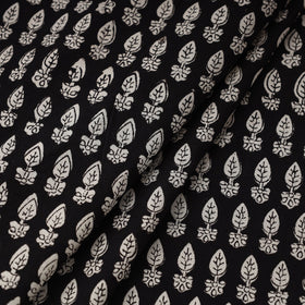  Black Block Print Cotton Jahota Fabric